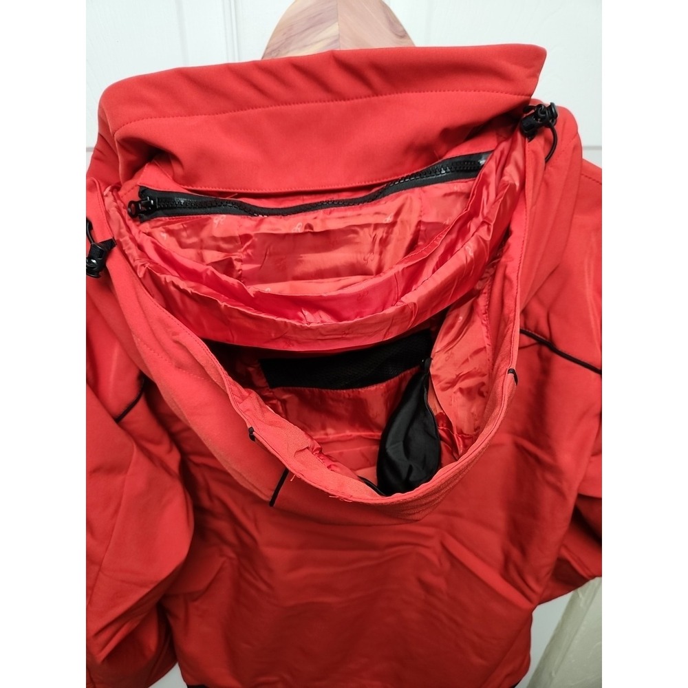 PinFin Black Windbreaker High Tech Jacket Mens Medium Red - Picture 7 of 8
